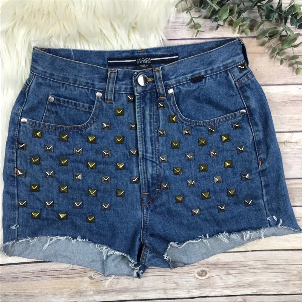 Vintage High Waist Studded Cutoff Jean Shorts
